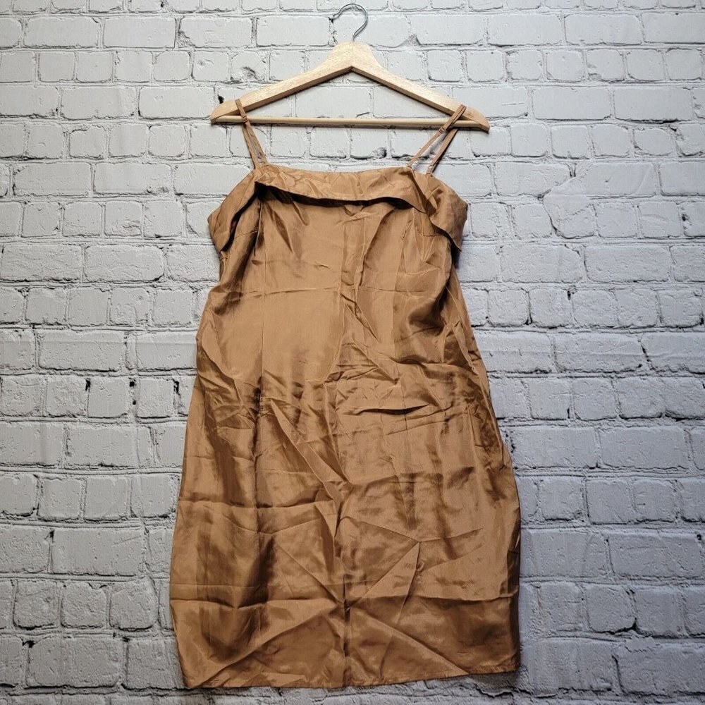 Hoss Intropia Silk Makeup Tan Sleeveless Mini Dress Size 42